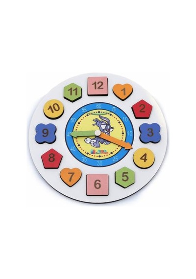 Ahşap Geometri Saat - Eğitici Saat - Ahşap Saat - Oyuncak Saat
