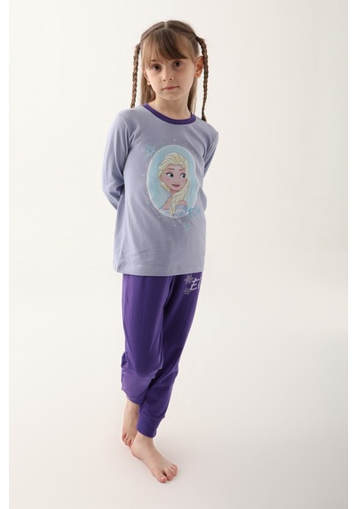 Frozen Açık İndigo Kız Çocuk Uzun Kol Pijama Takım Açık İndigo