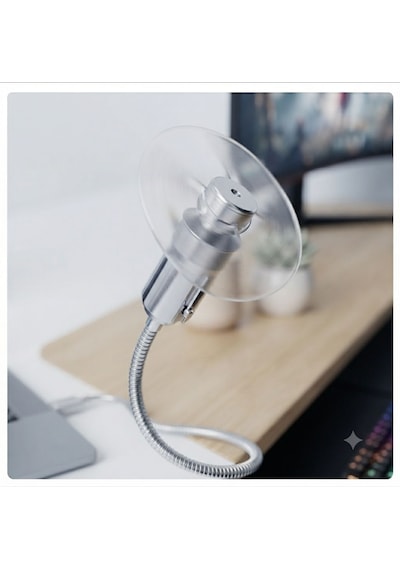 Usb Led Işıklı Mini Vantilatör Esnek Metal Gövde Masa Fanı Laptop, Powerbank Ve Adaptör Uyumlu-sl-uf02 Gri