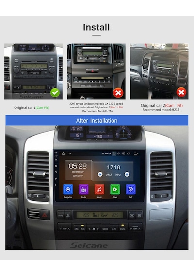Land Cruiser/ Prado 2004-2008 Uyumlu Multi Medya Navi Gasyon Usb Kamera Carplayer