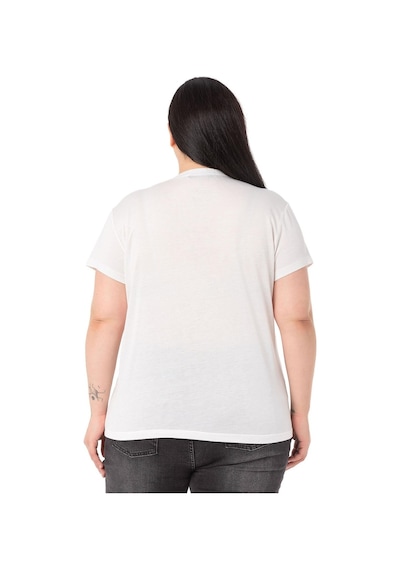 Disentis Büyük Beden Parlak Baskılı Bisiklet Yaka Beyaz T-shirt-beyaz Gri Beyaz - Gri