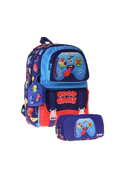 Kaukko Kids Good Game Lacivert - Kırmızı Erkek Çocuk İlkokul Sırt Çantası Ve Kalem Çantası Seti - Setkk-l5389c Çok Renkli