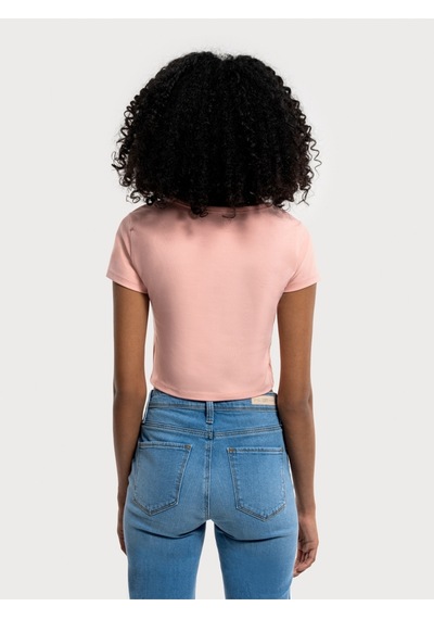 Crop Kadın Tshirt K.kol Pembe