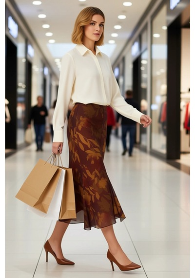 Benerly Kadın Yüksek Bel Balık Kalıp Midi Etek %94 Polyester %6 Elastan F Çok Renkli