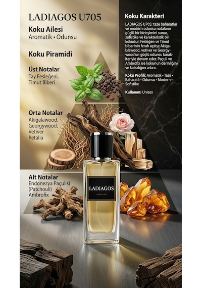 Ladiagos U705 Unisex Parfüm Aromatik - Odunsu