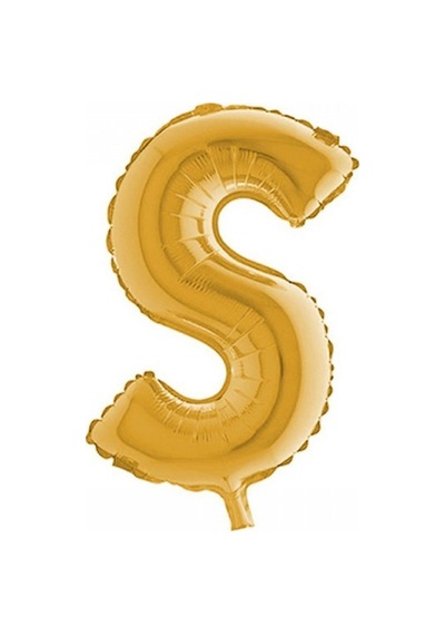 S Gold Harf Folyo Balon - 90 Cm - Altın Folyo Harf Balon Turuncu