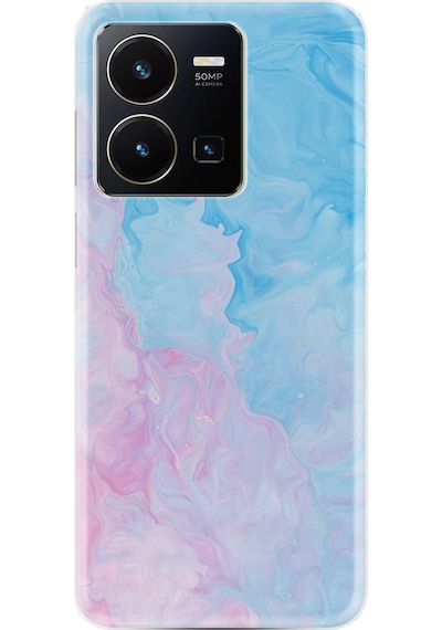Vivo Y35 Kilif Resimli Silikon Pink Blue Abstract 1385 566402410