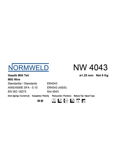 Normweld Alüminyum Mig Kaynak Teli Nw4043 1.2 MM 6 KG Makara
