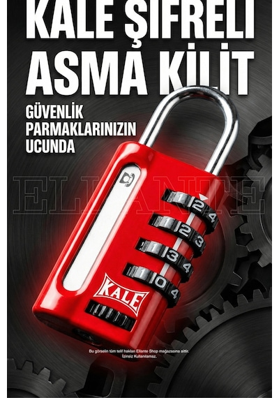 Kale Kilit 4 Basamaklı Şifreli Asma Kilit - Kırmızı Bilgi Pencereli