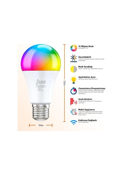 Juo Lumex Akıllı Ampul 11w Led Rgb Wifi & Bluetooth Diğer