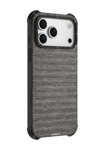 Apple Uyumlu iPhone 17 Pro Max Kılıf M-safe Şarj Özellikli Youngkit Canvas Serisi Kapak Gri Gri