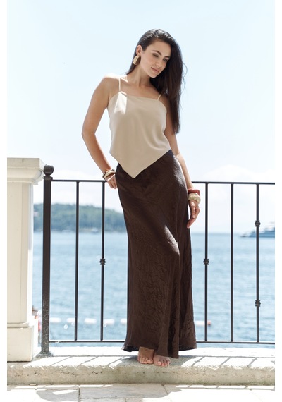 Mai Collection Mai Studios Co. Alytih Üçgen Detay Bej Crop Bej