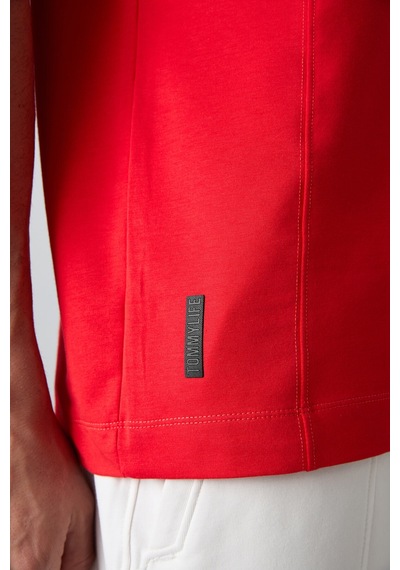 Tommy Life Fiesta Pamuklu Kalın Yumuşak Dokulu Oversize Fit Basic Erkek T-shirt - 88349 Kirmizi