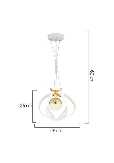 Pelin Tekli Beyaz Gold Ledi Modern Oturma Odası, Koridor, Salon Led Avize