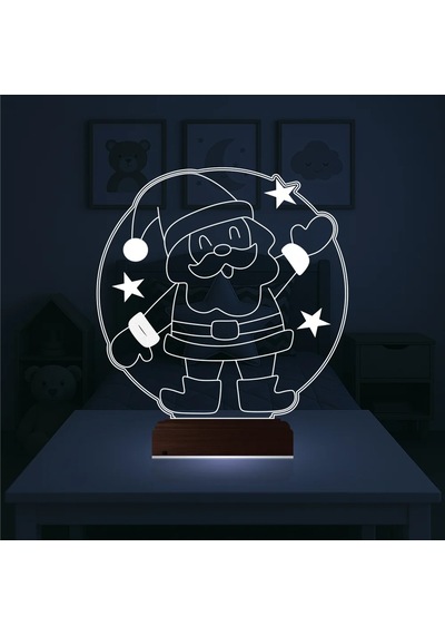 Luvivia Çocuk Odası Noel Baba Yılbaşı Hediyesi 3d Lamba - Masa Gece Lambası Şeffaf
