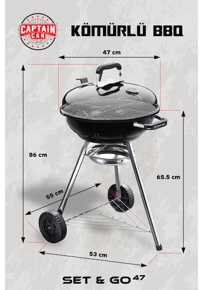Set&go47 Kömürlü Mangal Siyah