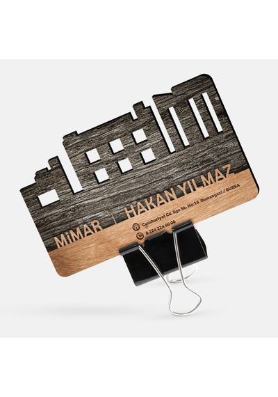 Kişiye Özel Mesleki Mimar Ahşap Kartvizit (Model 1-5) 50 Adet