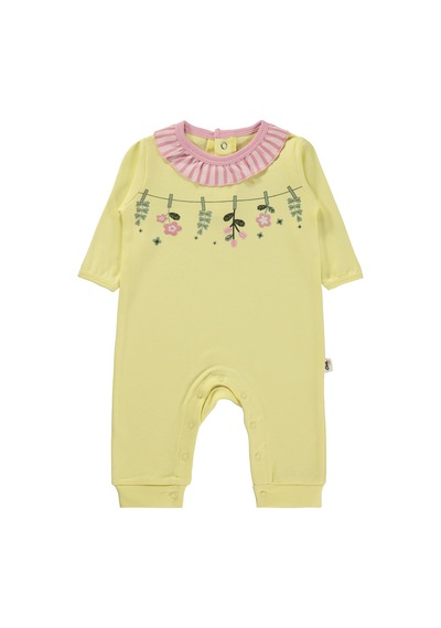 Civil Baby Çiçek Baskılı 3-18 Ay Tulum - Sarı Açık Sarı
