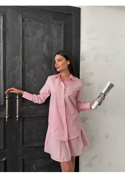 Sf-stil Pembe Çizgili Elbise