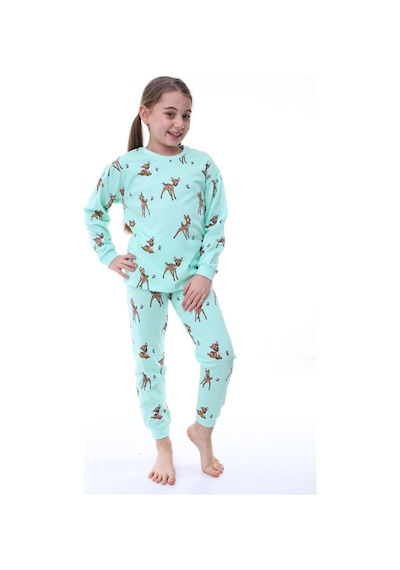 Uzun Kollu %100 Pamuk Kız Çocuk Pijama Takımı Bisiklet Yaka Manşetli 3-8 Yaş Su Yesılı Uzun Kollu %100 Pamuk Kız Çocuk Pijama Takımı Bisiklet Yaka Manşetli 3-8 Yaş Su Yesılı