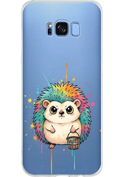 Samsung Galaxy S8 Plus İle Uyumlu Splash Kirpi Tasarımlı Şeffaf Silikon Kılıf Şeffaf
