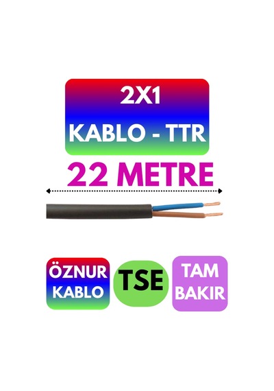 Öznur 2x1 Ttr Kablo Siyah Metre Seçenekli - 22 Metre