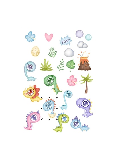 Sevimli Tek Gözlü Dinozorlar Sticker Set