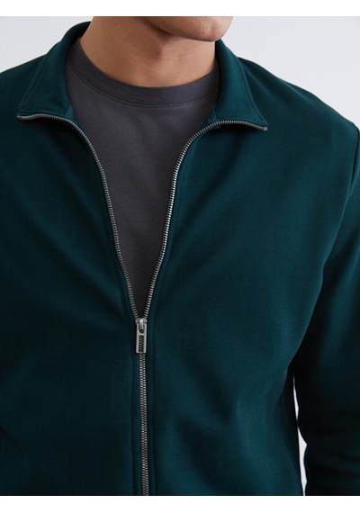 Lcwaıkıkı Classic Yeşil Dik Yaka Erkek Fermuarlı Sweatshirt