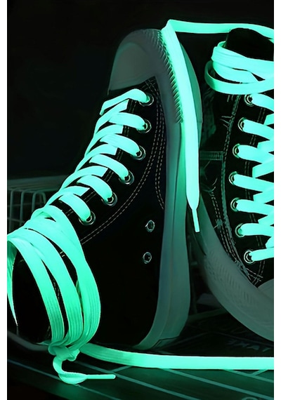 Hapshoe Fosforlu Neon Mavi 1 Cm Kalınlığında 1 Çift Yassı Spor Ayakkabı Bağcığı Mavi