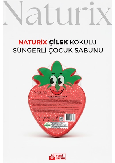 Çilek Şekilli Süngerli Çocuk Sabunu 130gr