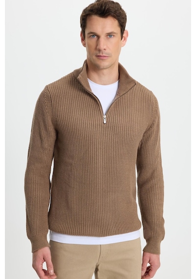 Tudors Erkek Slim Fit Dar Kesim Fermuarlı Koyu Vizon Dik Yaka Triko Kazak-34926 Koyu Vizon Tudors Erkek Slim Fit Dar Kesim Fermuarlı Koyu Vizon Dik Yaka Triko Kazak-34926 Koyu Vizon