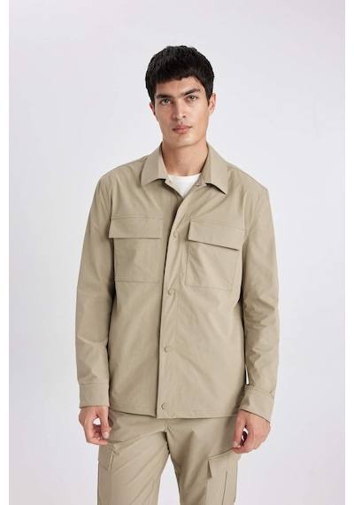 DeFacto Regular Fit Polo Yaka Çıtçıt Kapamalı Cepli Teknik Gömlek Ceket B7396AX24SPBG769