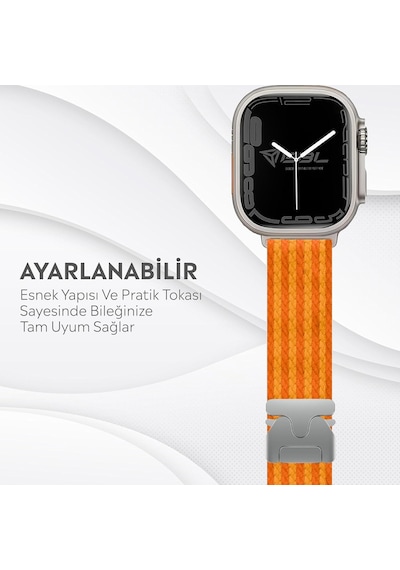 Apple Watch Series Se/11/10/9/8/7/6/5/4/3 İle Uyumlu Kumaş Kordon 49mm/46mm/45mm/44mm Series 1-3 - 42mm Çok Renkli