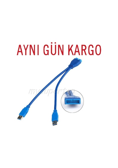 Usb 3.0 Y Kablo 19Pin 4647A Anakart Dönüştürücü Port Çoklu Hub 20
