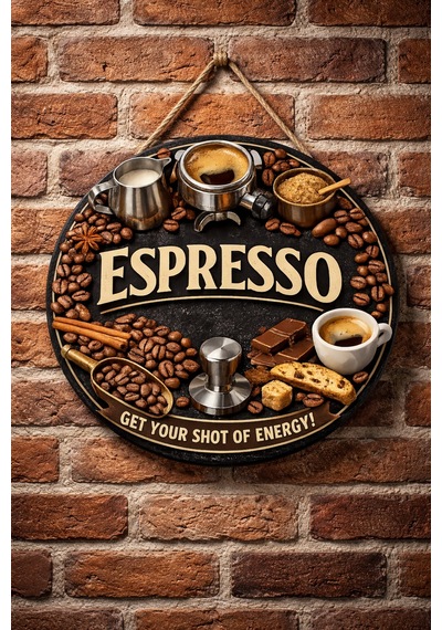 Mayeka Espresso Retro Temalı Cafeler Kahveciler Baristalar İçin Ahşap Duvar Kapı Dekoratif Süs Tablo 11