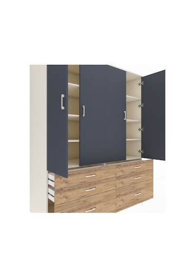Kronos Gardrop 8 Raflı 6 Çekmeceli 4 Kapaklı 176x59x221 Aytaşı-antrasit/çam Antrasit/çam Kronos Gardrop 8 Raflı 6 Çekmeceli 4 Kapaklı 176x59x221 Aytaşı-antrasit/çam Antrasit/çam