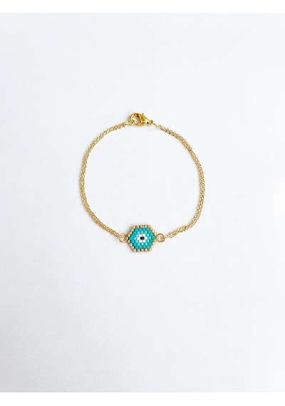 Nevoaccessory Yeşil Nazar Boncuğu Miyuki Charm Bileklik Çok Renkli
