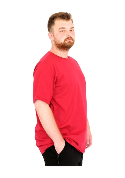 Mode Xl Büyük Beden Erkek T-shirt Bisiklet Yaka Basic U25162 Bordo Bordo