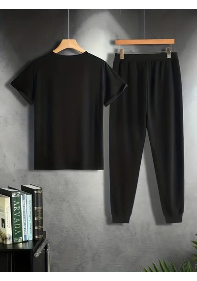 Uyguntarz Unisex Chance Baskılı Eşofman Takımı Siyah