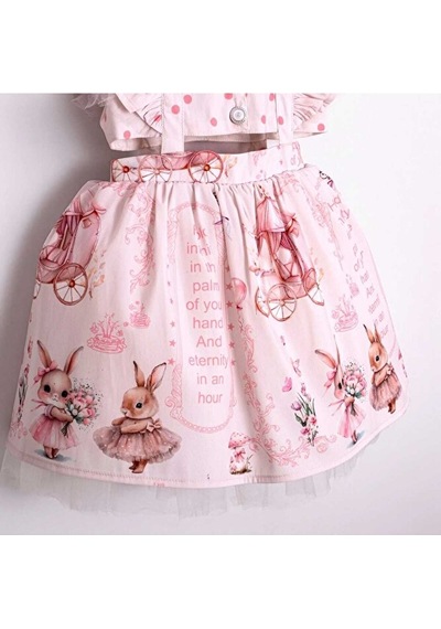 Vindy Desenli Kız Çocuk Crop Elbise Pembe