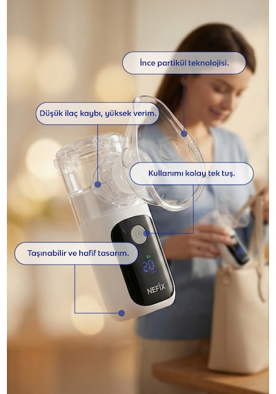 Çocuk Ve Yetişkinler İçin Taşınabilir Şarjlı Mesh Nebulizatör