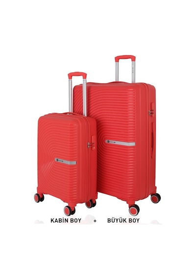 Mçs Bavul Büyük Ve Kabin 2li Set Kırılmaz Silikon Valiz V374 Mercan Mercan