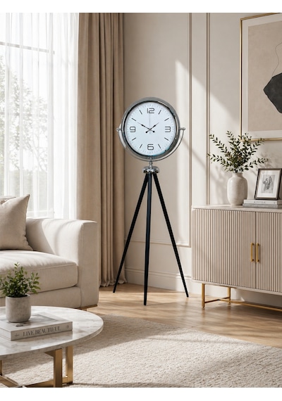 Krom Sade & Şık Tripod Ayaklı Saat