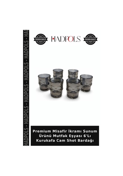 Premium Misafir İkramı Sunum Ürünü Mutfak Eşyası 6'lı Kurukafa Cam Shot Bardağı