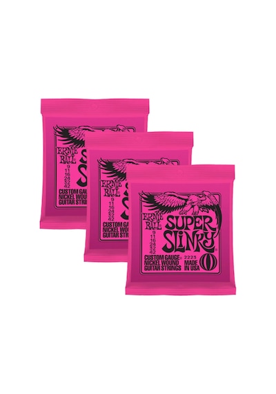 Vkemall 3 Set Ernie Ball 2223 Süper Slinky Nikel Sarılı Elektrik Gitar Telleri 9-42 Çok Renkli