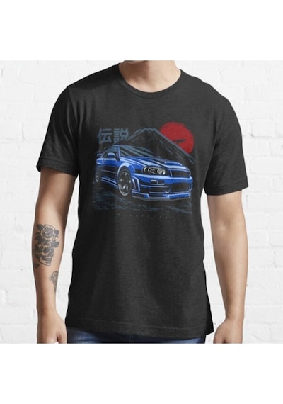 Noıssey Kırmızı Etiket Skyline Gtr R34 Siyah Erkek T-shirt 07186