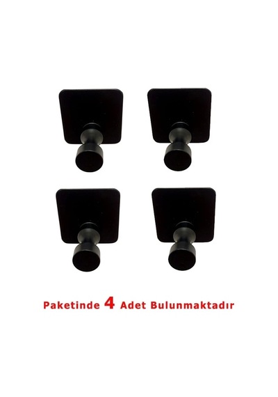 Glare İnce Belli Kendinden Yapışkanlı Askılık Tekli Mat Siyah 4 Lü Paket Çok Renkli