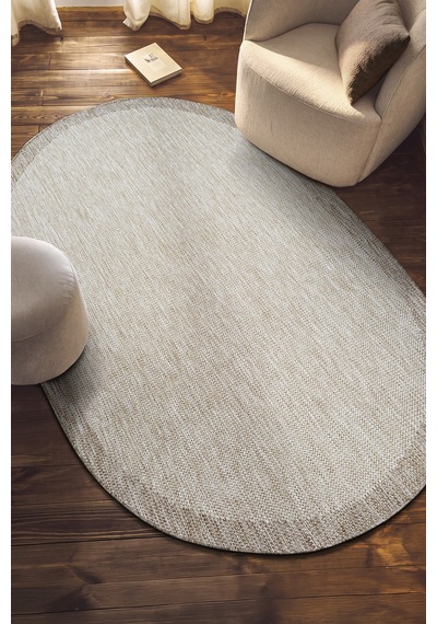 S605-bej Bej Oval Sisal Jüt Halı Düz Dokuma Hasır Halı Kaymaz Taban Salon Oturma Odası Halısı