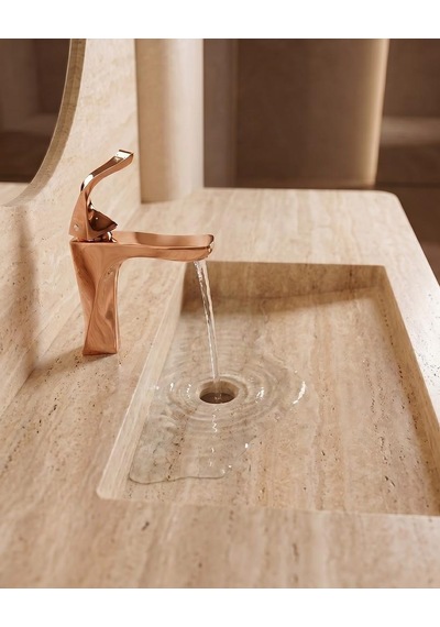 Fexo Kısa Lavabo Bataryası Parlak Rose