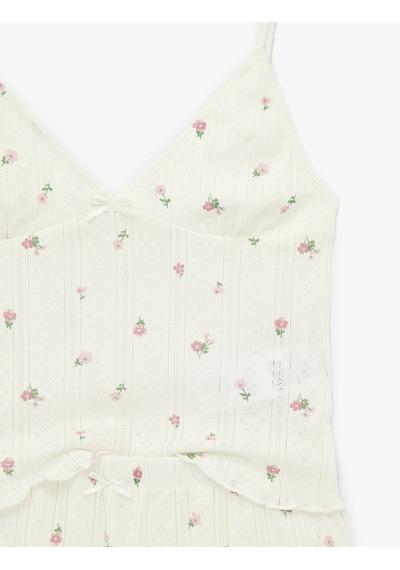 Koton Rahat Kesim Kolsuz V Yaka Pamuklu Çiçekli Pijama Takımı - 2'li Set Pembe Desenli 6slk40087mk Koton Rahat Kesim Kolsuz V Yaka Pamuklu Çiçekli Pijama Takımı - 2'li Set Pembe Desenli 6slk40087mk